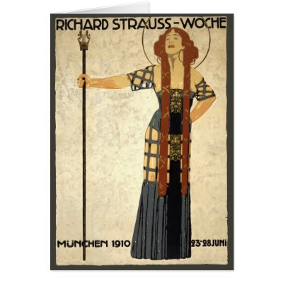 Art Nouveau Poster Richard Strauss Woche, München Greeting Cards by YesterdayCafe