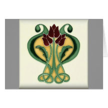 Art Nouveau Rose Tile Card
