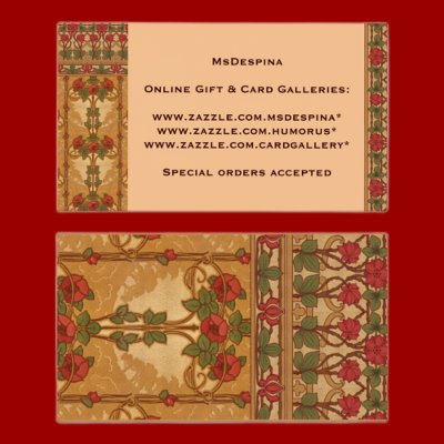 Art Nouveau Roses Design Business Card by msdespina