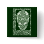Art Nouveau Skull Green Day of the Dead Pin