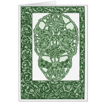 Art Nouveau Skull Green Day of the Dead Card