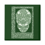 Art Nouveau Skull Green Day of the Dead Magnet