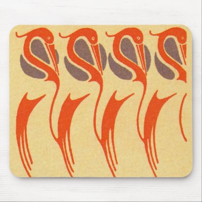 Art Nouveau Storks - Mousepad by dchaddad