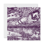Art Nouveau Woman Reading invitations