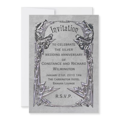 Art Noveau Frame Grey Personalized Invitations by RainbowCards