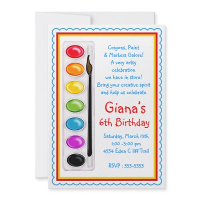 Art Paint Craft Birthday Party Invitations by LittlebeaneBoutique