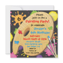 Art Painting Birthday Party Invitations on Black