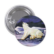 Art Polar Bear Pinback Button