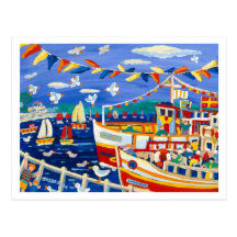 Art Postcard: Beany Hats & Pleasure Boats Falmouth