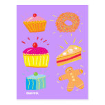 Art Postcard: Cakes, Fancies and Gingerbread Man postcards