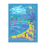 Art Postcard: Larvotto Beach Monaco Summer Drawing