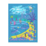 Art Postcard: Larvotto Beach Monaco Summer Drawing