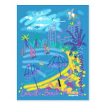 Art Postcard: Larvotto Beach Monaco Summer Drawing