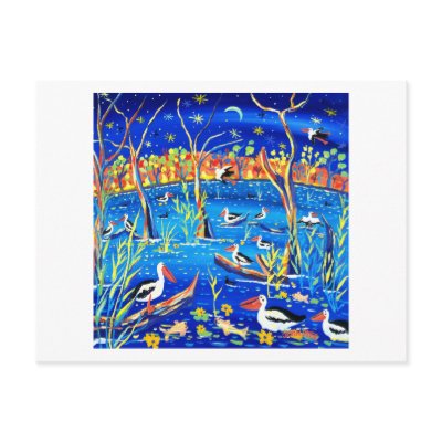 Art Postcard: Pelican Roost, Banrock Station by johndyergallery