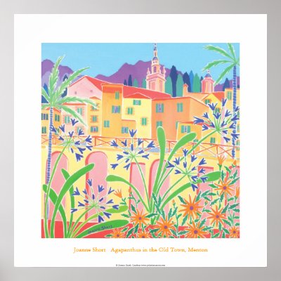Art Poster: Agapanthus in the Old Town, Menton by johndyergallery