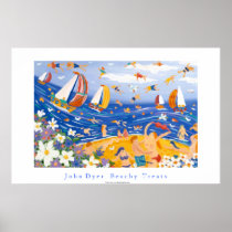 Art Poster: Beachy Treats. Swimmers and Sailing