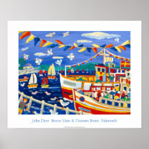 Art Poster: Beany Hats & Pleasure Boats, Falmouth