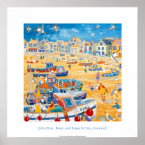 Art Poster: Boats and Ropes, St Ives, Cornwall