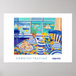 Art Poster: Cornish Tea Time. ( Cornish Blue )
