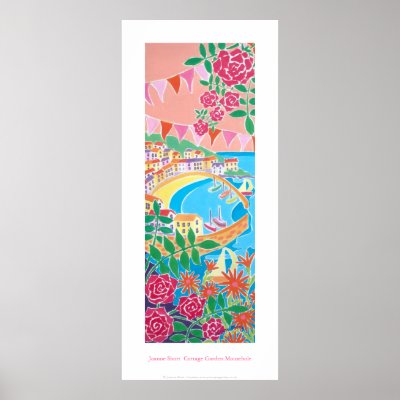 Art Poster: Cottage Garden Mousehole, Cornwall by johndyergallery