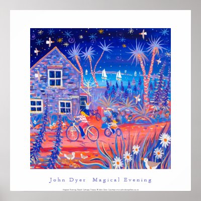 Art Poster: Magical Evening, Beach Cottage Tresco by johndyergallery