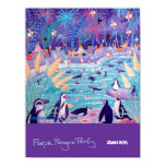 Art Poster: Purple Penguin Party at the Zoo posters