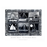 Art Poster: Six Cornish Boats. Lino Cut Image posters