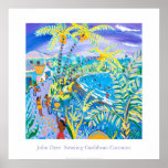 Art Poster: Swaying Caribbean Coconuts