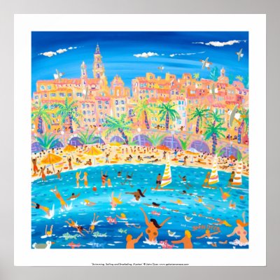 Art Poster: Swimming, Sailing & Snorkelling, Mento by johndyergallery