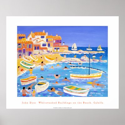 Art Poster: Whitewashed Buildings, Calella, Spain