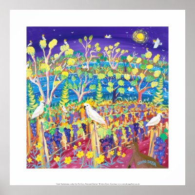 Art Print: Banrock Station Cockatoos, Vineyard by johndyergallery