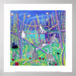 Art Print: Cherry Picking Lemurs. Ring Tailed