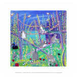 Art Print: Cherry Picking Lemurs. Ring Tailed
