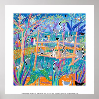 Art Print: Huggable Loveable Lemurs by johndyergallery