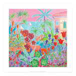 Art Print: Patchwork Flowers and Pink Sky France