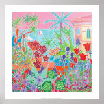 Art Print: Patchwork Flowers and Pink Sky France
