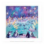 Art Print: Purple Penguin Party posters