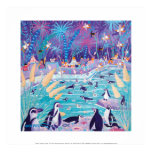 Art Print: Purple Penguin Party