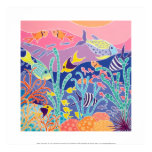 Art Print: Stripy Swimmers. Tropical Fish Aquarium