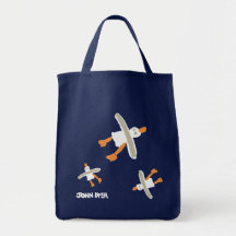 Art Shopper Beach Bag: John Dyer Seagulls. Blue