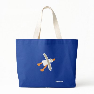 Art Shopping Bag: Jumbo Blue Bag and Seagull by johndyergallery