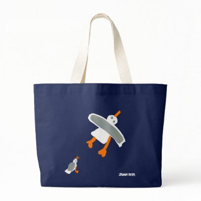 Art Shopping Bag: Jumbo Blue Bag and Seagulls by johndyergallery