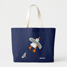 Art Shopping Bag: Jumbo Blue Bag and Seagulls
