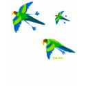 Art T-Shirt: Emerald Parrots.