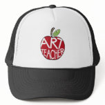 Art Teacher Painted Apple & Paint Brushes Mesh Hats