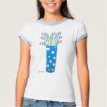 Art Tee Shirt: Spotted Vase and Bluebells