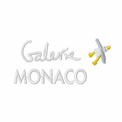 Art Top: Galerie Monaco Embroidered Hibiscus. Blue Polo Shirt by johndyergallery