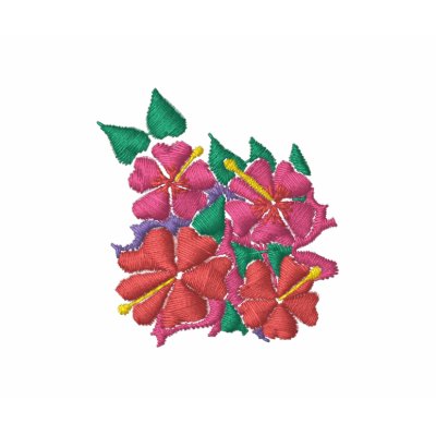 Art Top: Joanne Short Embroidered Hibiscus. Green Polo Shirt by johndyergallery