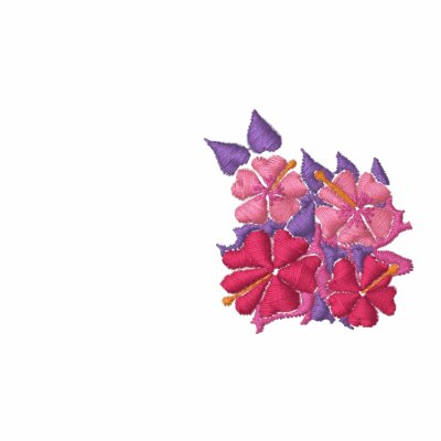 Art Top: Joanne Short Embroidered Hibiscus. Pink Embroidered Polo Shirt by johndyergallery