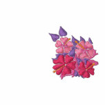 Art Top: Joanne Short Embroidered Hibiscus. Pink Embroidered Polo Shirt